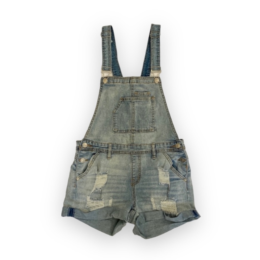 Denim Overalls Rolled Jean Shorts  Adjustable Women's Size 5 Worn Once No Flaws